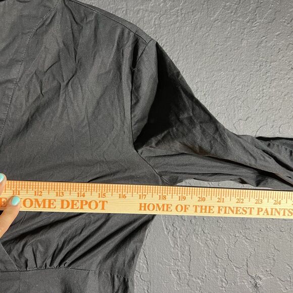 Sunhee Moon Womens Dress 2 Black Mini 3/4‎ Flare Sleeve Faux Wrap V-Neck Zipper - Picture 7 of 14